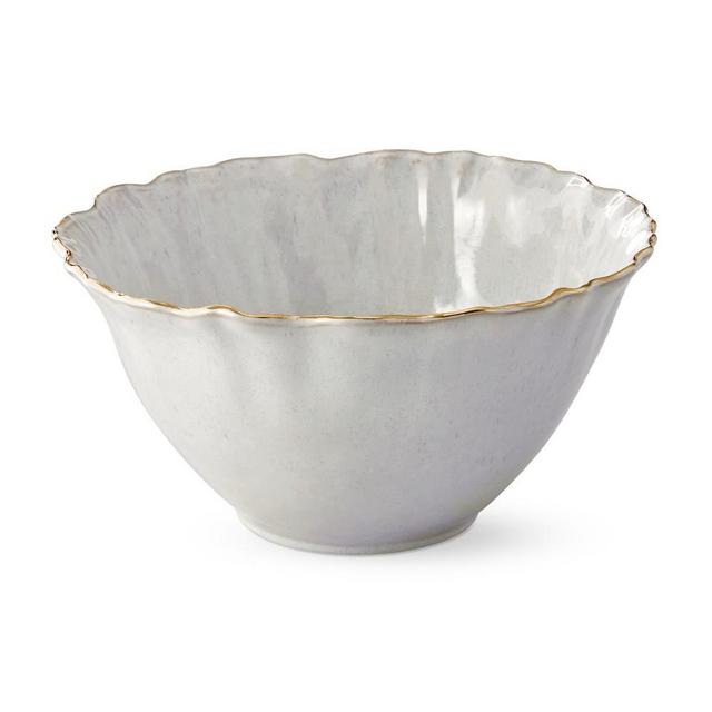 Ruffled Gold Rim Serve Bowl