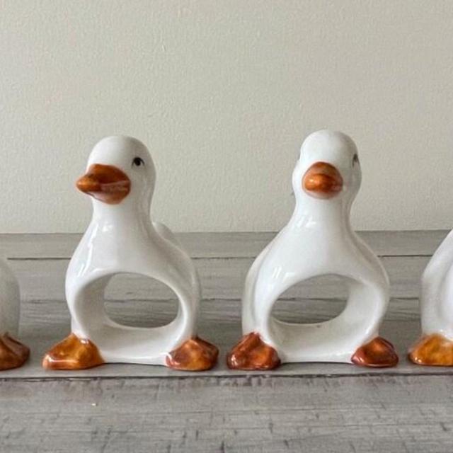 Ceramic Duck Napkin Rings - Set of 4