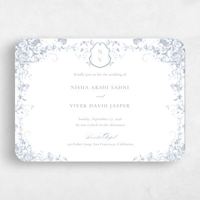 Grey Rounded Wedding Invitation - Hattaway Landscape