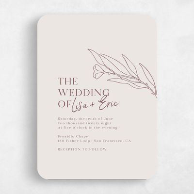 Beige Rounded Wedding Invitation - Pistoia Portrait