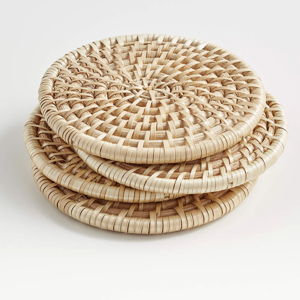 Crate & Barrel Artesia Natural Coasters, Set of 4