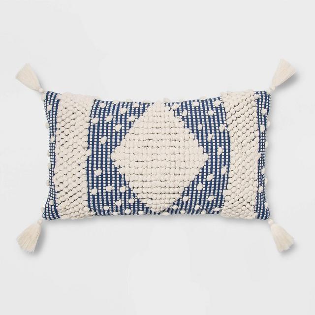 Lumbar Textured Diamond Throw Pillow Blue - Opalhouse™