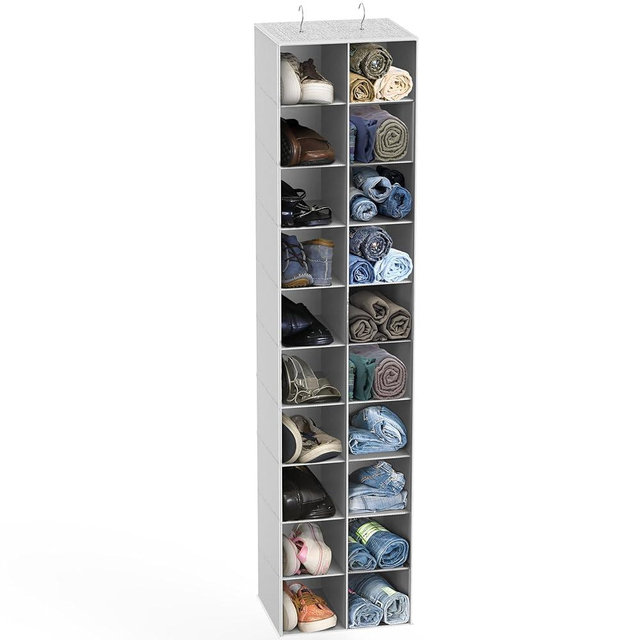 SIMPLE HOUSEWARE Hanging Closet Organizers 20 Section Shoe Shelves, Gray