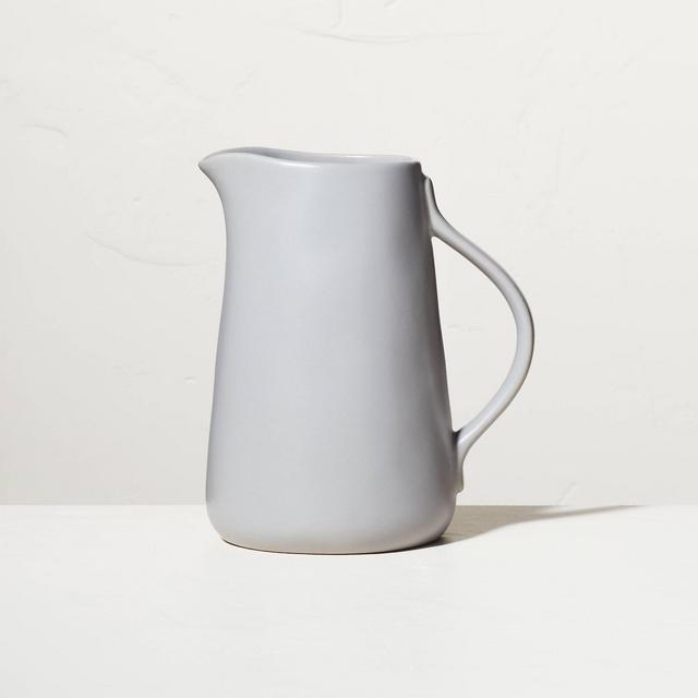 Medium 74oz Matte Stoneware Pitcher Light Gray - Hearth & Hand™ with Magnolia