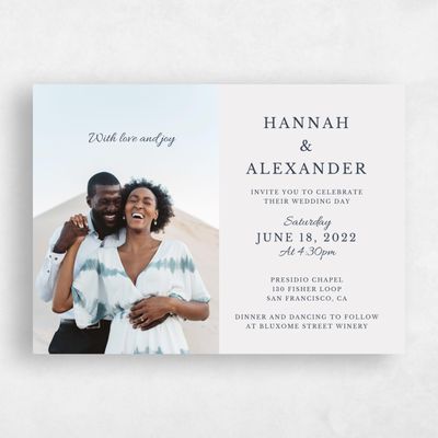 Grayed Navy, Grey Wedding Invitation - Havasu Portrait
