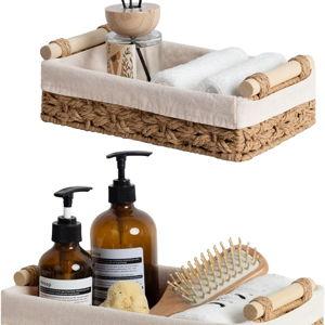 StorageWorks Bathroom Baskets for Organizing, Small Wicker Basket for Bathroom Organizer, Round Paper Rope Storage Basket for Bathroom Countertop, Set of 2