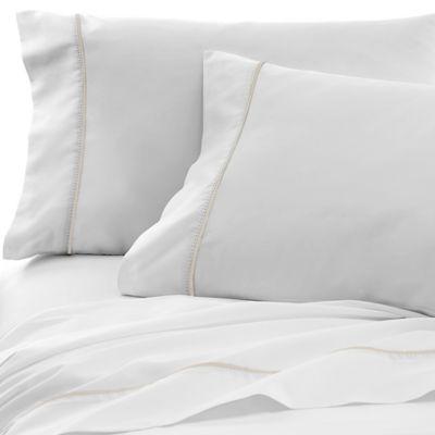 Under The Canopy® Hemstitch 300-Thread-Count California King Sheet Set in White/Grey