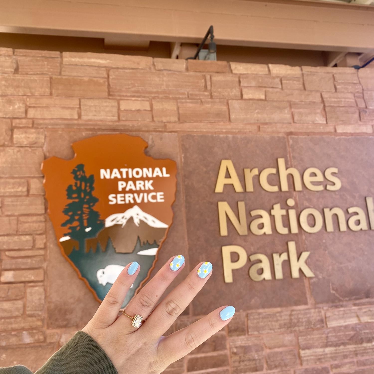 Brandon proposed in Arches National Park in Moab, UT on a sunrise hike