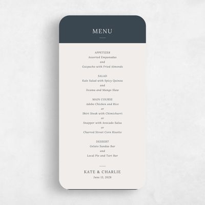 Blue Rounded Wedding Menu - Stevens