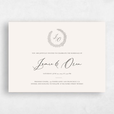 Light Oatmeal, Beige Wedding Invitation - Mathias Landscape