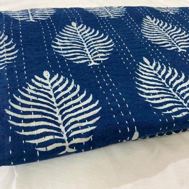 Indigo Indian Kantha Quilt
