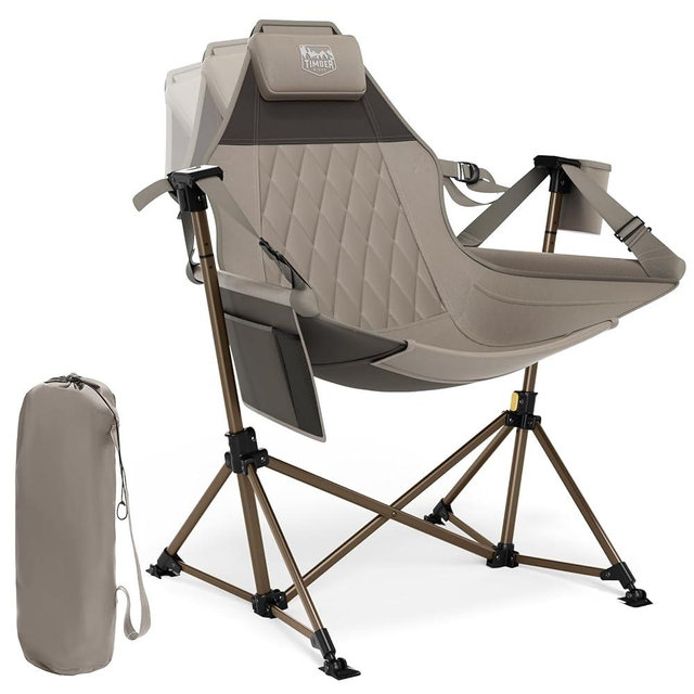 TIMBER RIDGE Hammock Camping Chair, Oversized Swinging Chair for Outdoor Lawn, Backyard and Patio, Supports 400lbs, Tan