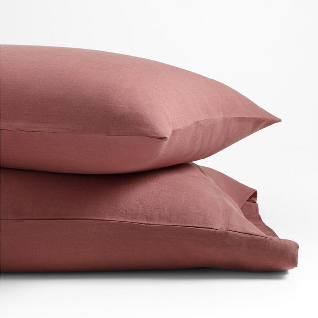 Pure Linen Cognac Standard Pillowcase Pair