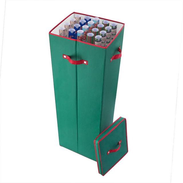 40" Tall Wrapping Paper Storage Box with Lid Green - Elf Stor