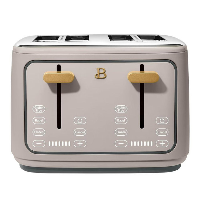 4 Slice Toaster with Touch Control Panel, 1800W Fast Heating, 7 Toast Shade Levels, Extra Wide Slots for Bagels, Removable Crumb Tray (Porcini Taupe)