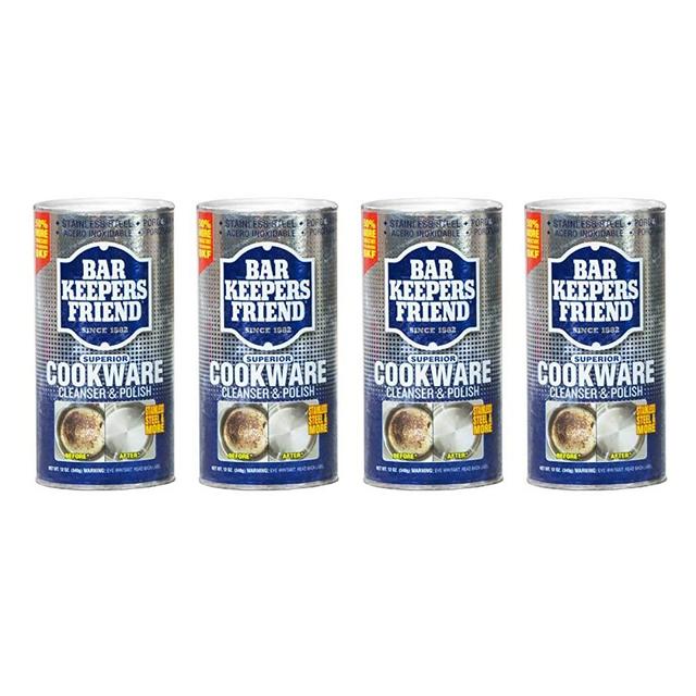 Bar Keepers Friend Cookware Cleanser, 12-Ounce (Pack of 4)