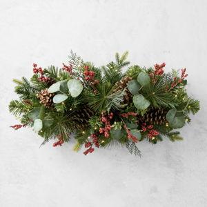 Centerpiece 3' - 'Tis the Season UV Protected Pre-Lit Faux Wreath & Garland