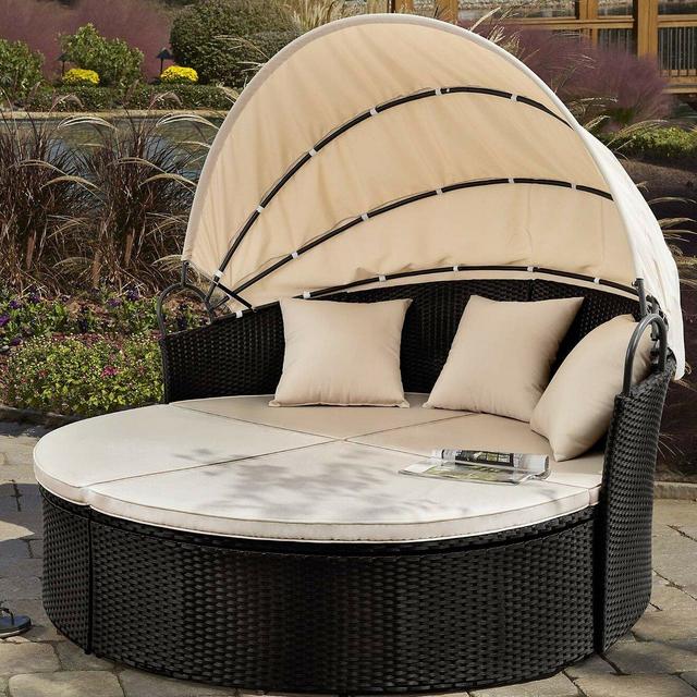 Gatun 66'' Wide Outdoor Wicker Patio Daybed with Cushions