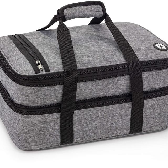 VP Home Double Casserole Insulated Travel Carry Bag (Heather Gray)