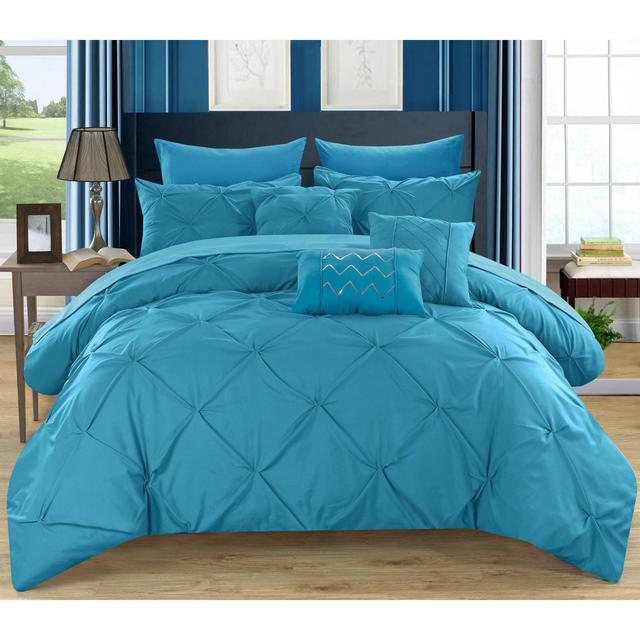 King 10pc Valentina Comforter Set Blue - Chic Home Design