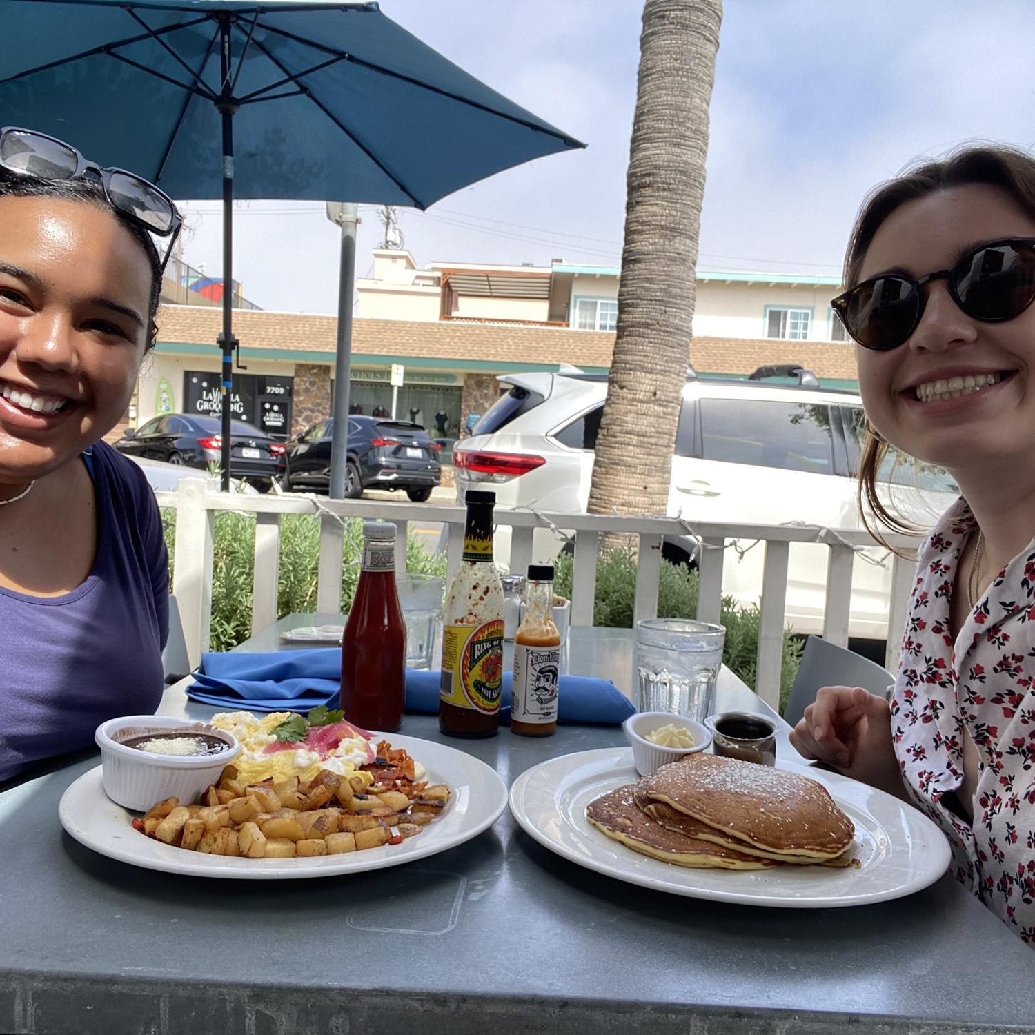 Janessa and Stacy going out to breakfast on the coast like social elites