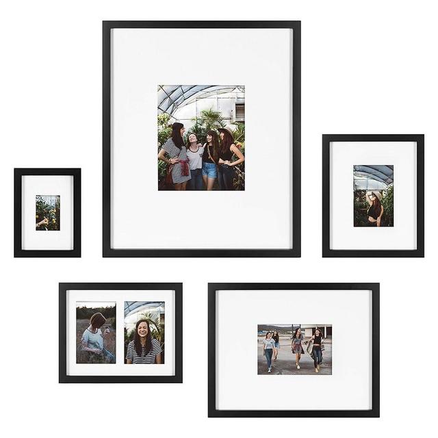 Kate and Laurel Gallery Transitional Frame Set, Set of 5, Black, Sophisticated Picture Frame Collage With Multiple Sizes Included