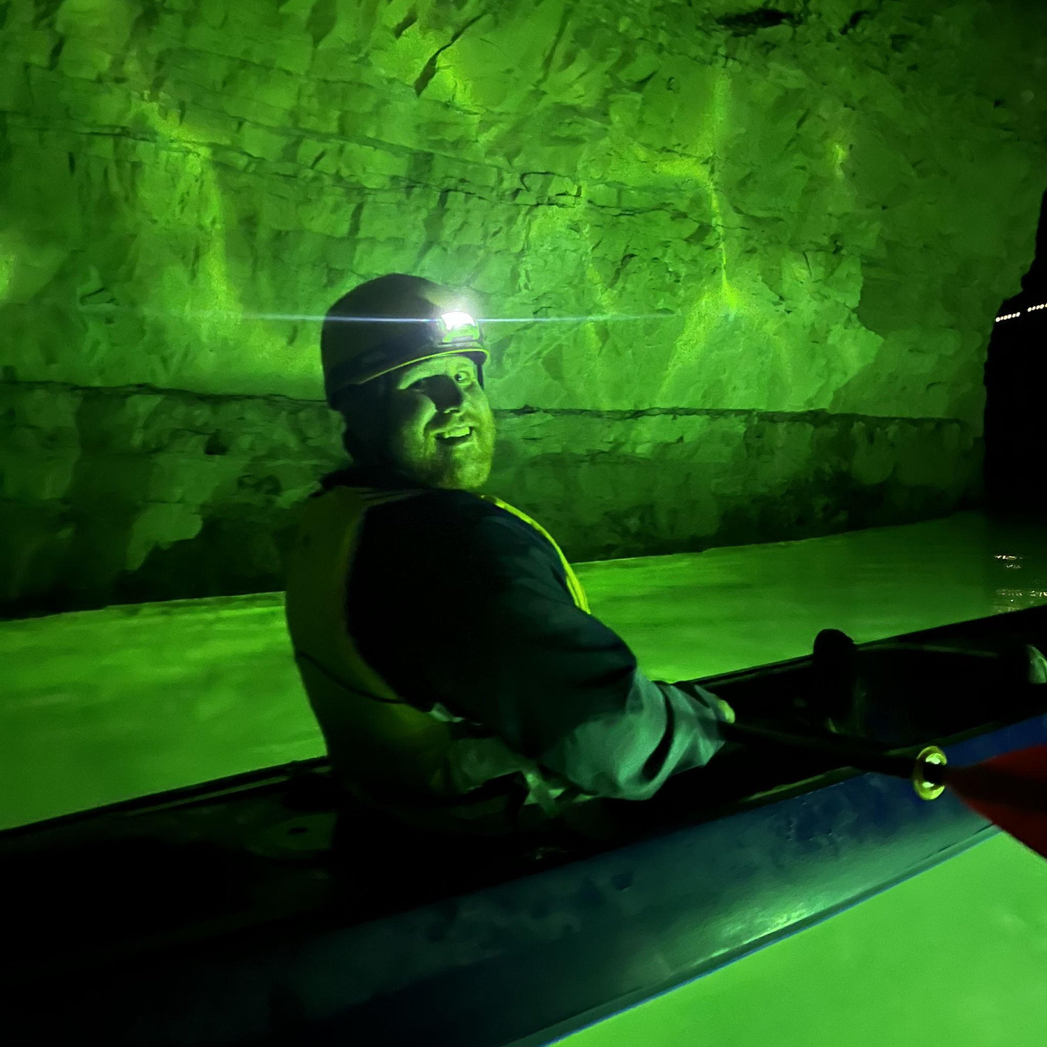 Kayaking in an abandoned coal mine in the Red River Gorge, Kentucky
