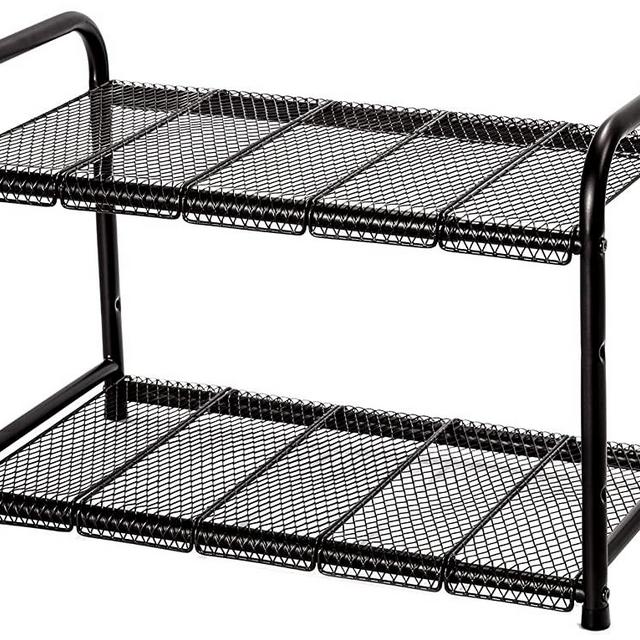 STORAGE MANIAC Under Sink 2 Tier Adjustable(Width&Height) Shelf Organizer with 10 Removable Steel Panels, Bronze