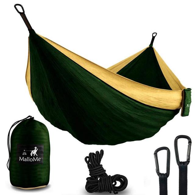 MalloMe Hammock Camping Portable Double Tree Hammocks - Outdoor Indoor 2 Person Beach Accessories – Backpacking Travel Equipment Kids Max 1000 lbs Breaking Capacity - Two Carabiners Free …