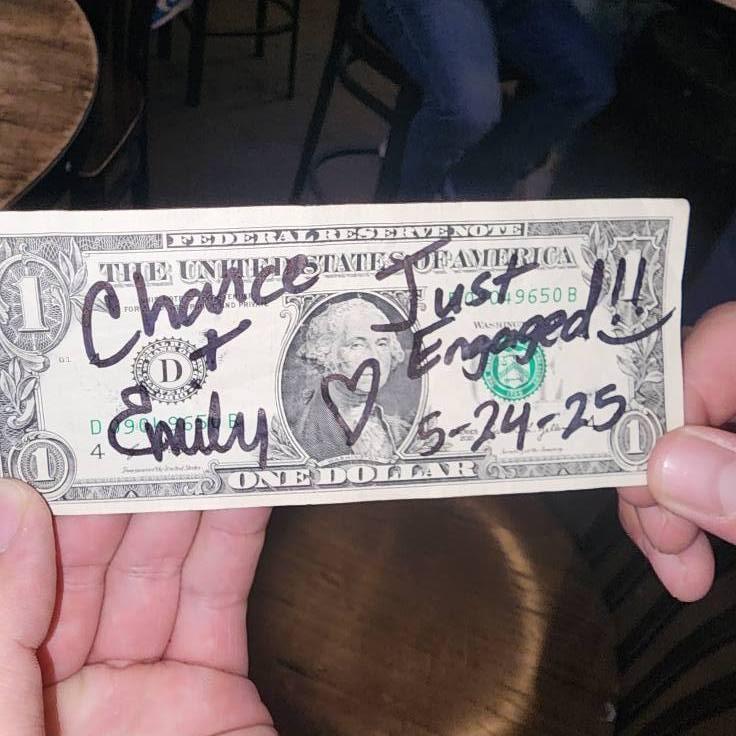 We put this dollar on the wall at a bar called McKinney's in Lincoln NE