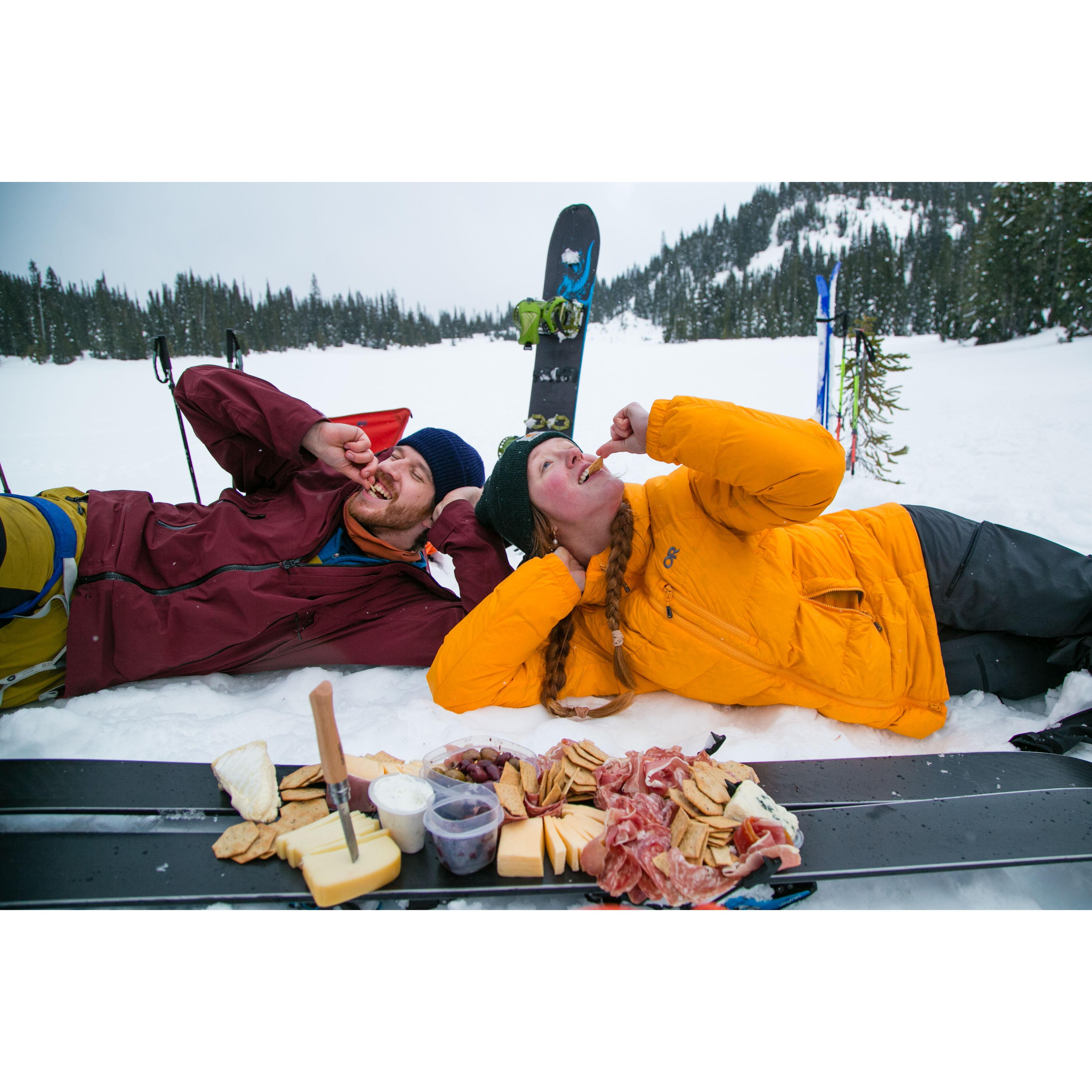 Alaine and Matt made us a celebratory charcuter-ski board after the proposal.