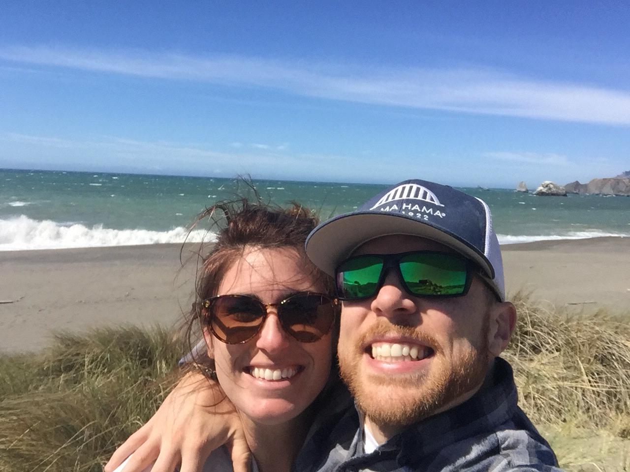 Selfie by the Pacific before hiking the redwoods
