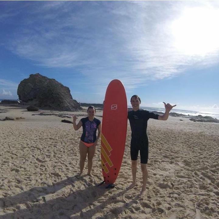 Learning to surf in Gold Coast, Australia.