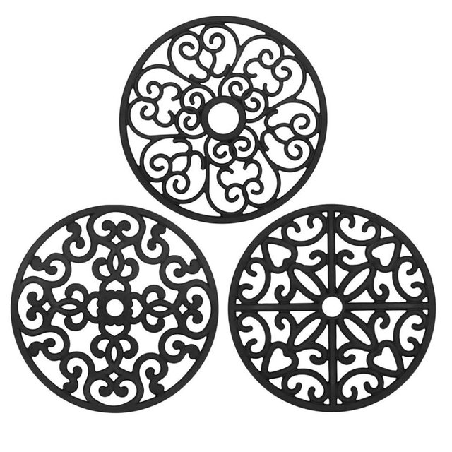 CHEFBEE Silicone Trivet Mat - Set of 3 (Black)