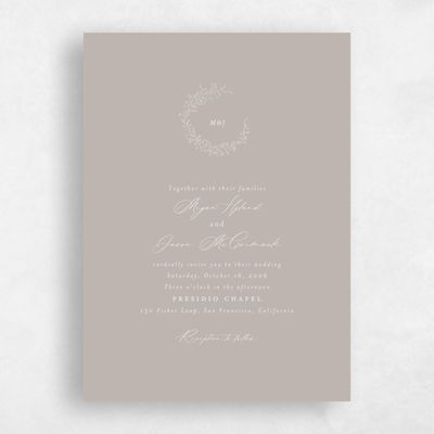 Greige, Brown Wedding Invitation - Sequoia Portrait