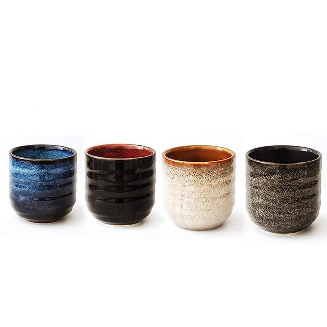 Lxuwbd Japanese style ceramic tea set, tea cup, coffee cup, yerba mate set , Ceramic mate cup set of 4 (cup, 4 colors)