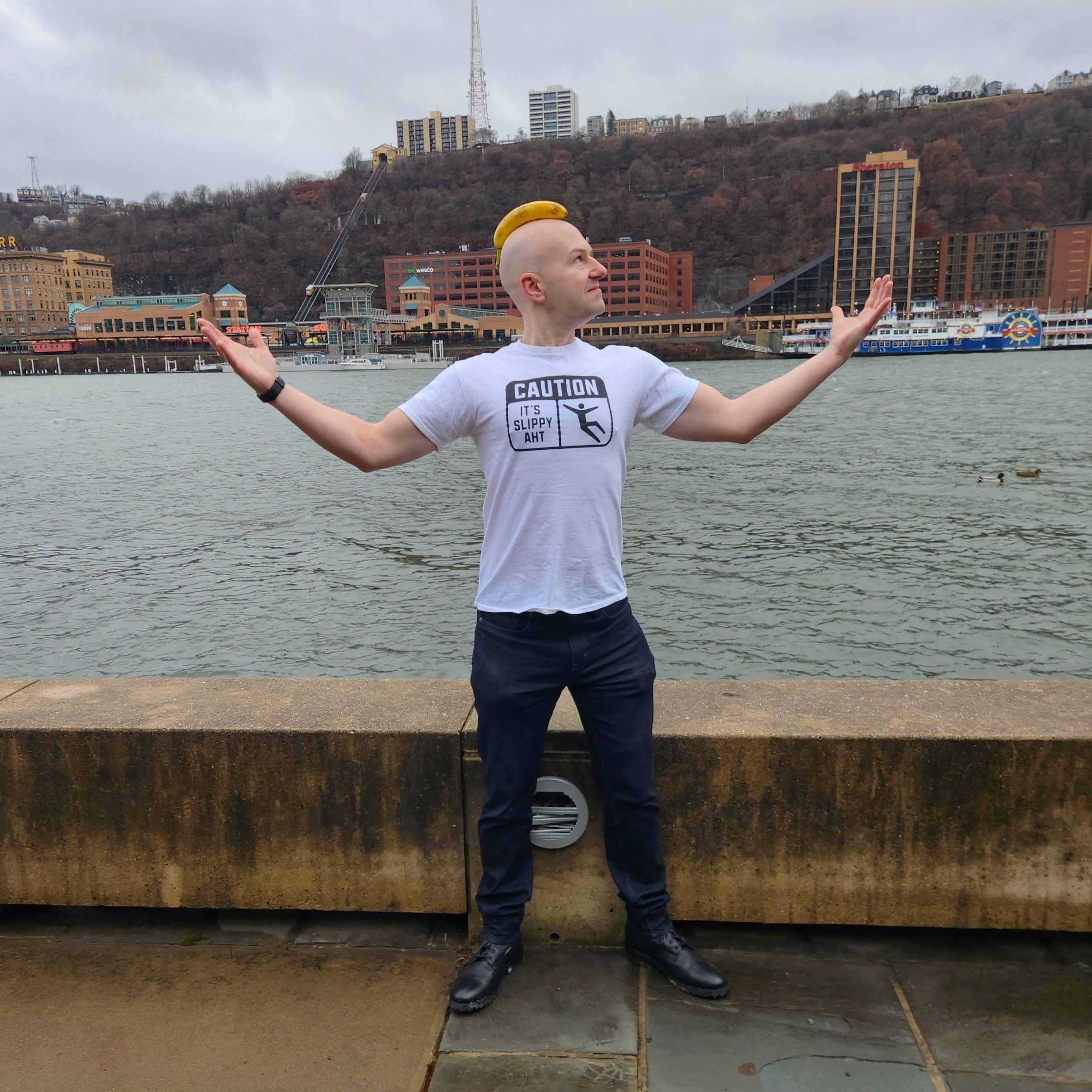 Ol' "banana head" Jay on New Year's Day, 2025 about to do the Polar Plunge!