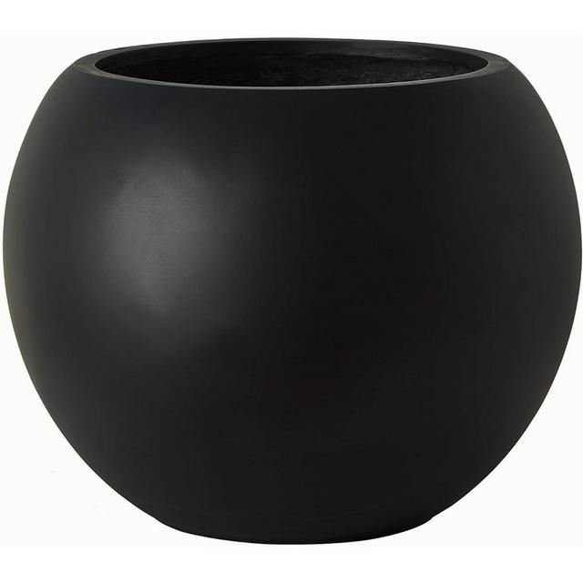 Haispring 17 H x 21" Dia (15" Pot Opening) Black Round Fiberstone Tall Planter with Drainage Hole, Indoor/Outdoor Large Plant