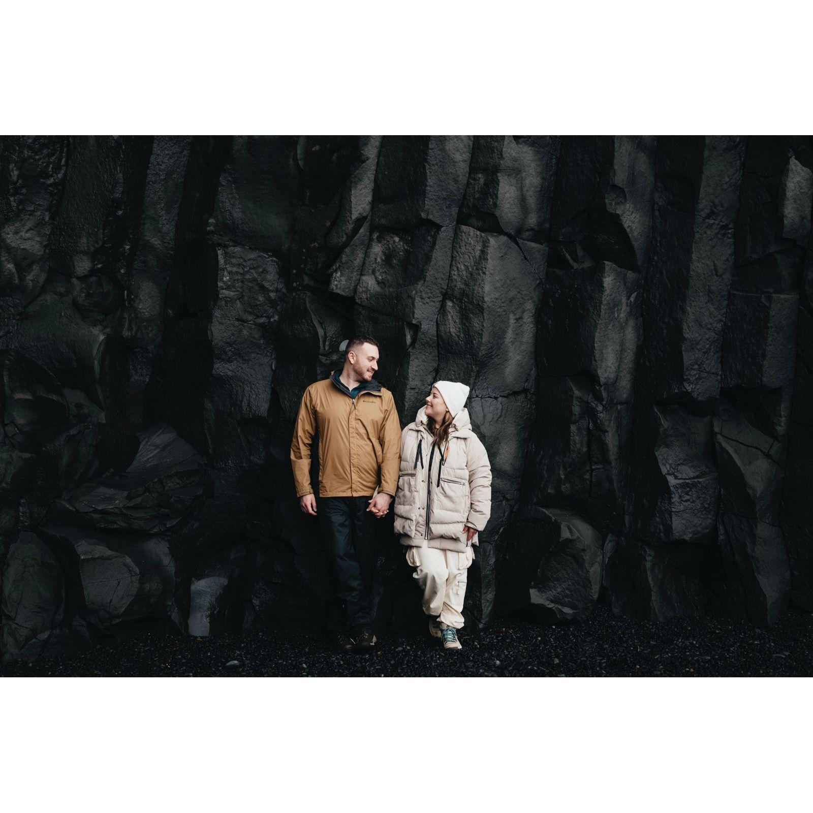 Black Sand Beach right after we got engaged