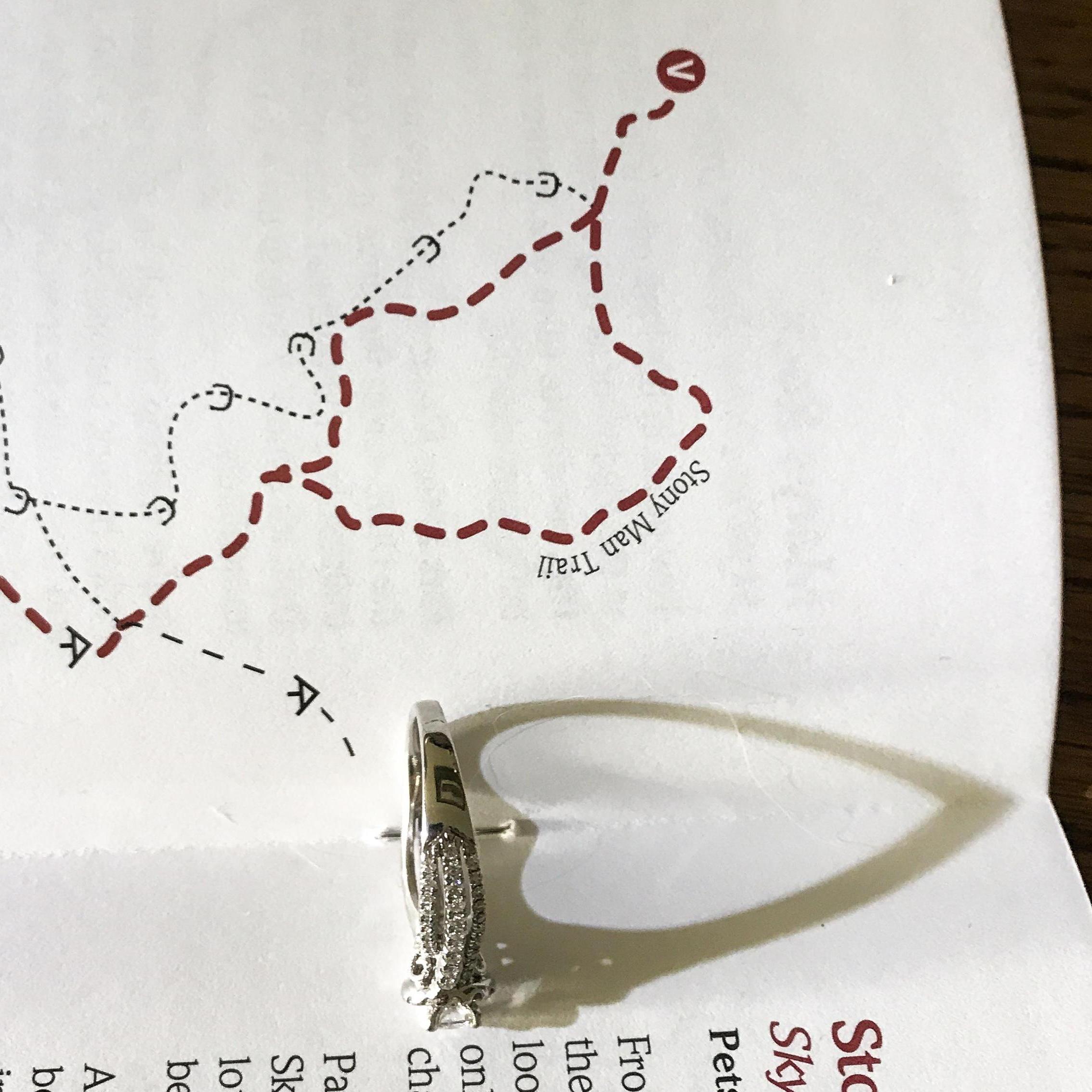 The trail map to the summit point where Josh proposed.