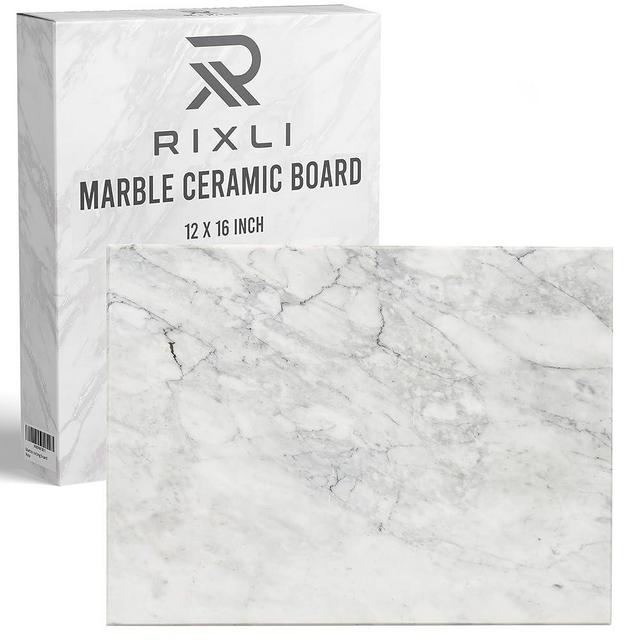 Kitchen Marble Stone Cutting Board - Marble Cutting & Charcuterie Board of 16 x 12 x 0.6 Inches, Non Slip Scratch Resistant Pastry Tray, Rectangular Serving & Chopping Slab for Countertop - White