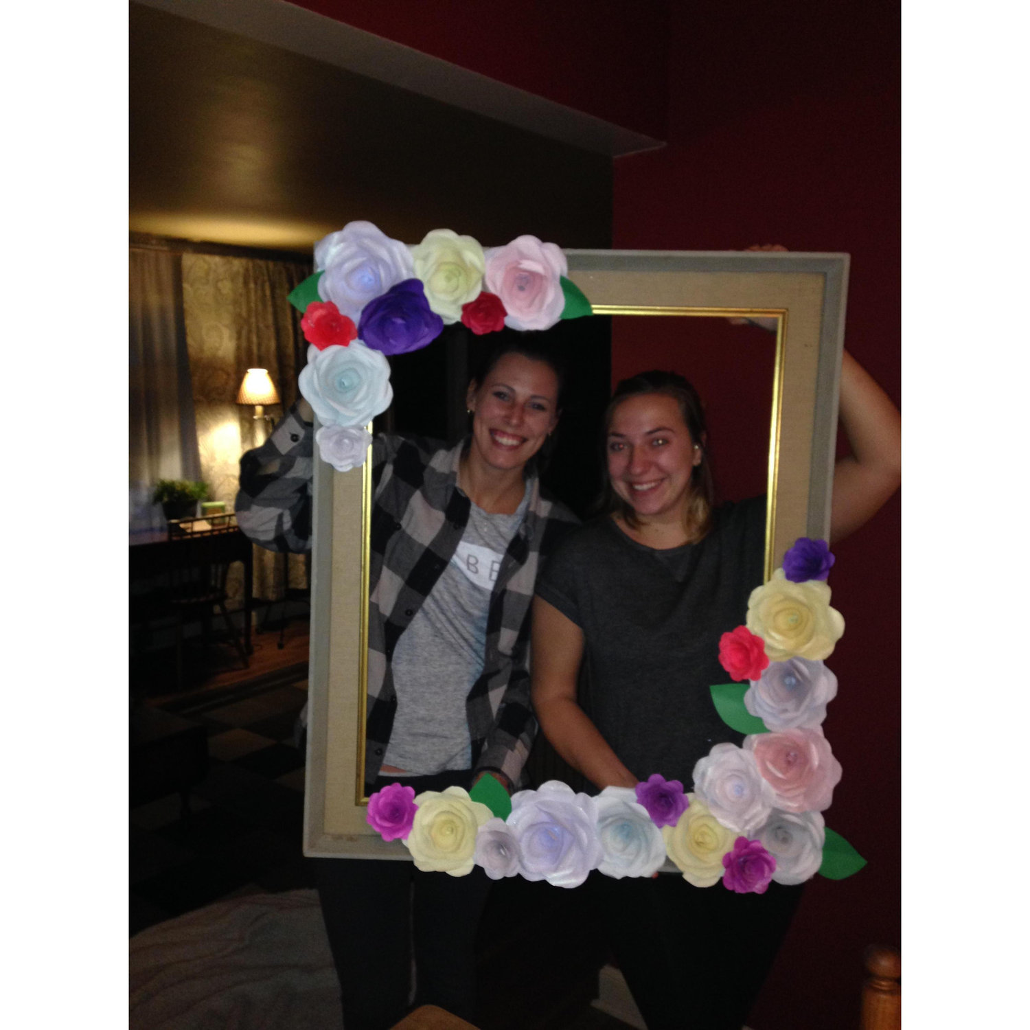 testing out the picture frame we made!