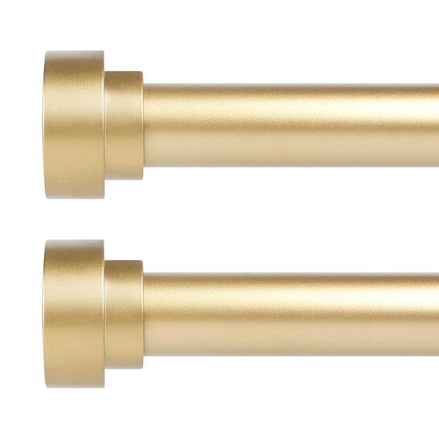 HEI! DEAR 2 Pack Gold Curtain Rods 48 to 84 Inch(4-7FT),1 Inch Heavy Duty Curtain Rods,Adjustable Curtain Rod Set,Modern Decorative Drapery Rods,Telescoping Window Curtains Rods 36-88",Brass Gold