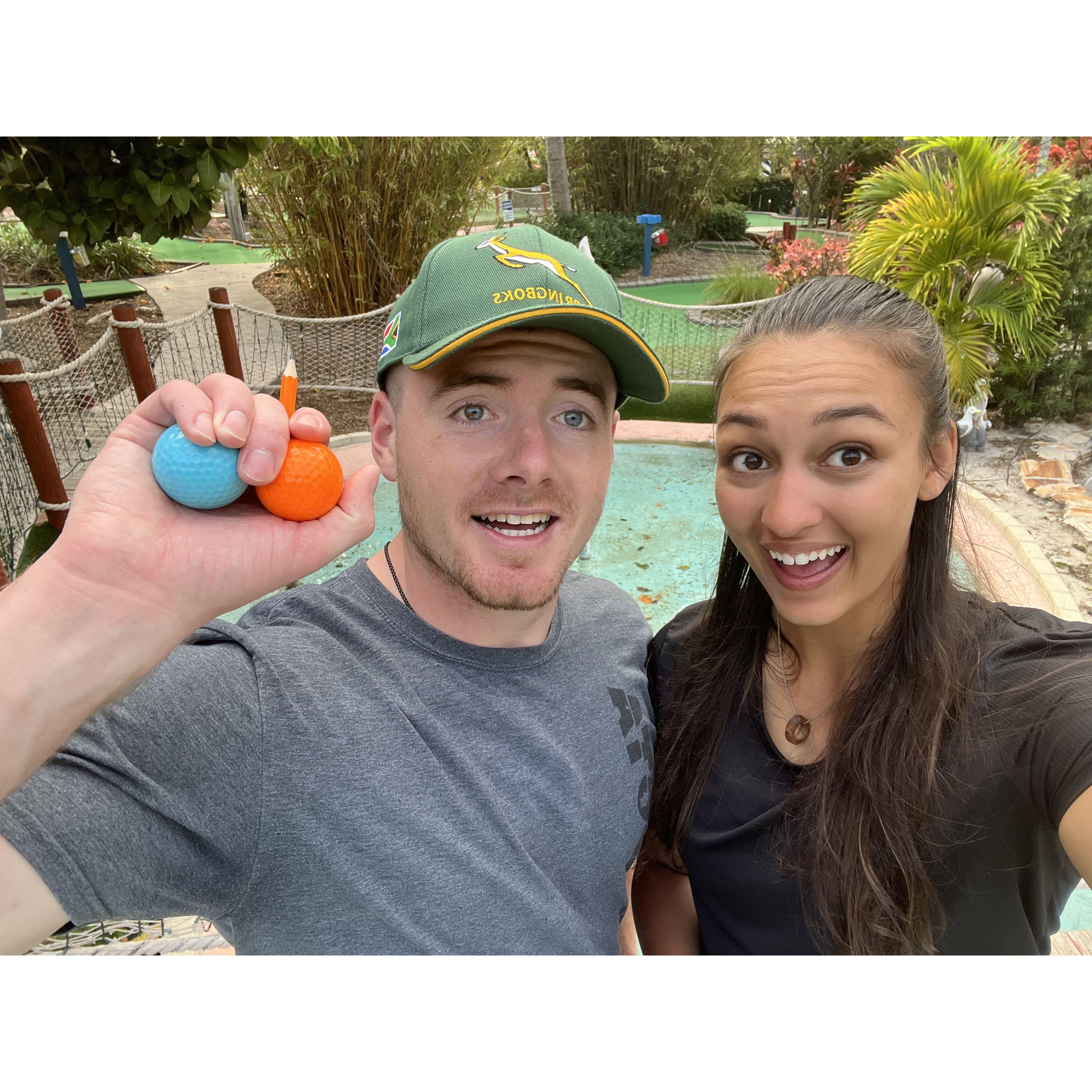 Mini golfing in Palm Beach, FL. Brett always seems to win...