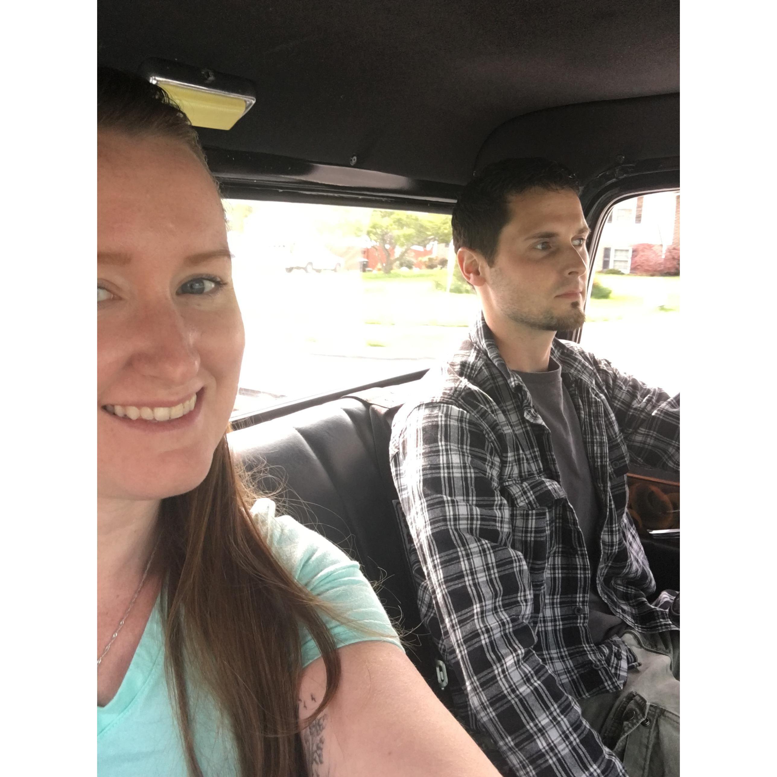 One of our favorite mutual hobbies: driving the old ford truck around!