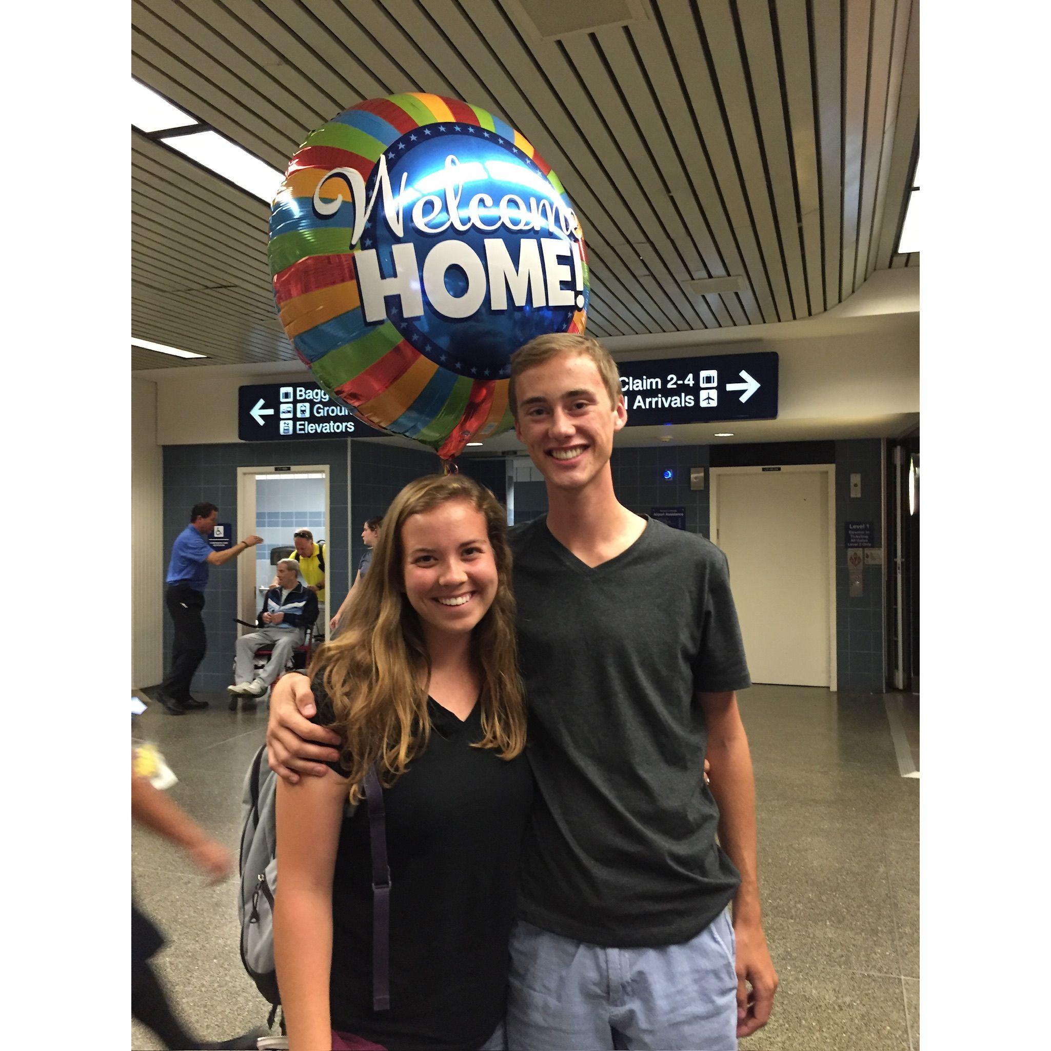 Annie comes home from working at Explo summer program in Boston, MA - 2016
