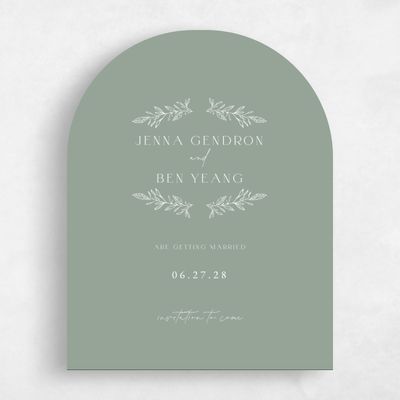 Green Arch Wedding Save the Date - Phippsburg Portrait
