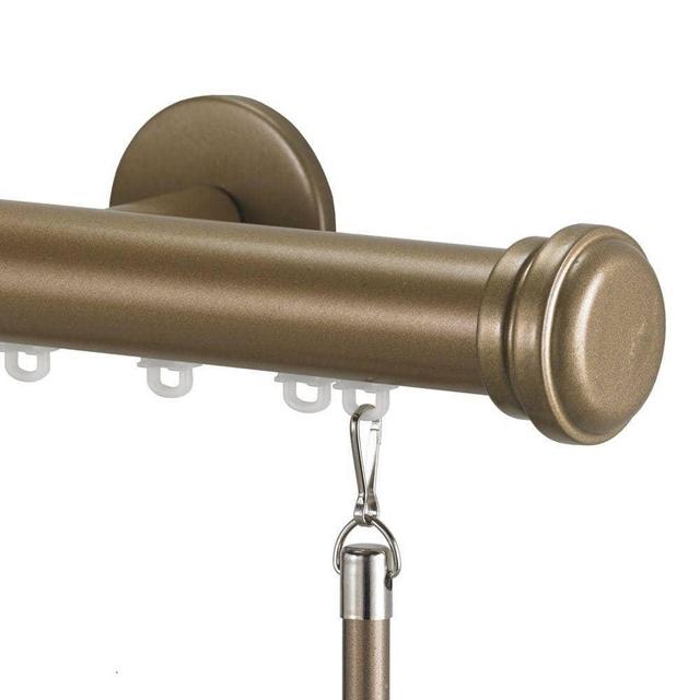 Tekno 25 Decorative 72 in. Traverse Rod in Champagne with Empire Finial