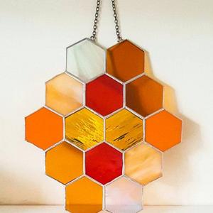 Honeycomb Stained Glass Panel