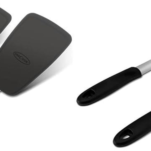Unicook 4 Pack Flexible Silicone Spatula, Turner, 600F Heat Resistant, Ideal for Flipping Eggs, Burgers, Crepes and More, Black